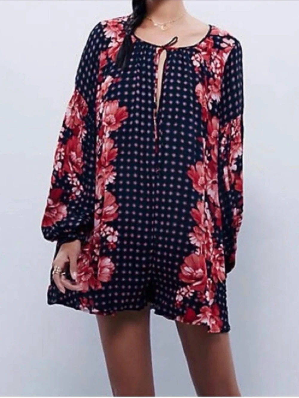 Free People Sunset Boulevard Floral Peasant Romper Size Small